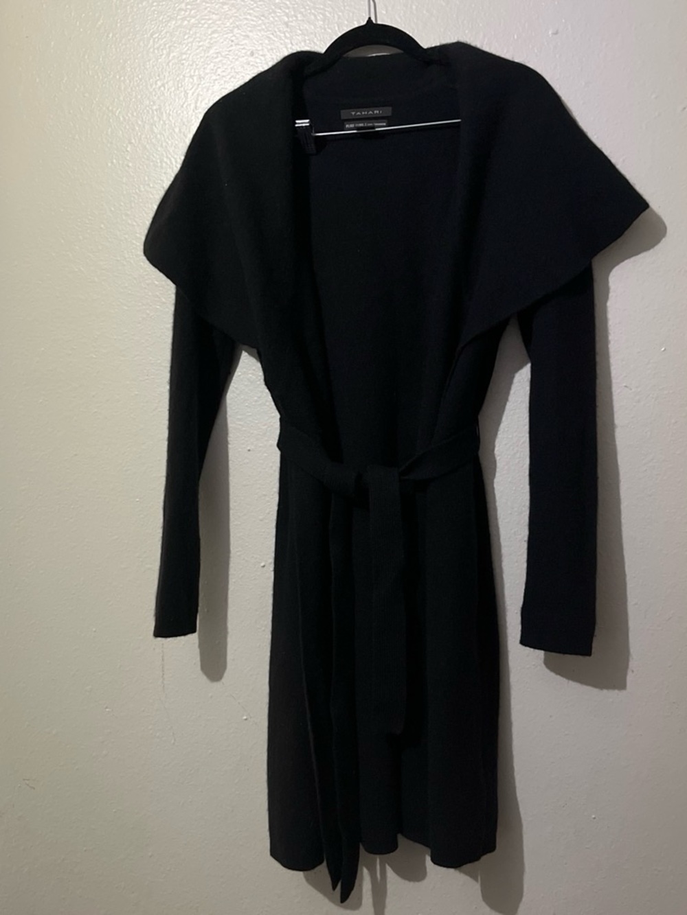 Tahari Pure Luxe 100% Cashmere Belted Cardigan Sweater Coat